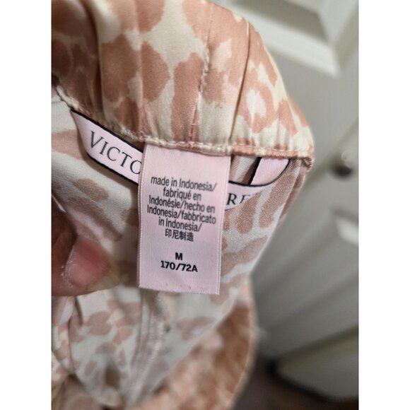 Victorias Secret Womens Peach Leopard Print Pajama Pants M Soft Drawstring Waist - Picture 7 of 8